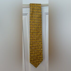 Ermenegildo Zegna 100% Silk Tie Yellow Geometric Pattern Luxury Menswear